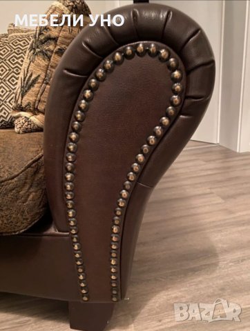 Комплект диван + голяма табуретка, снимка 2 - Дивани и мека мебел - 42642452