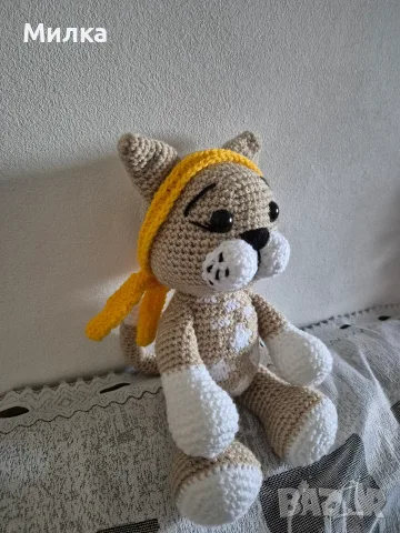 Ръчно изработена играчка - Котка, снимка 2 - Плюшени играчки - 55523043