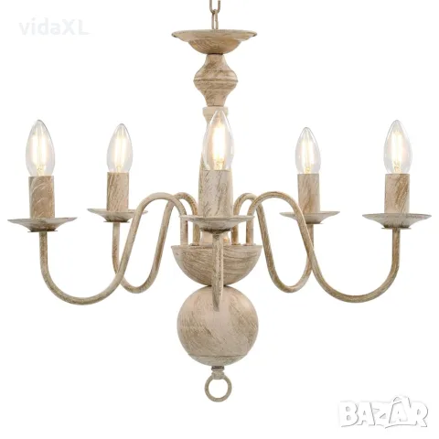 vidaXL Полилей, антично бяло, 5 х Е14 крушки, снимка 2 - Полилеи - 56146566