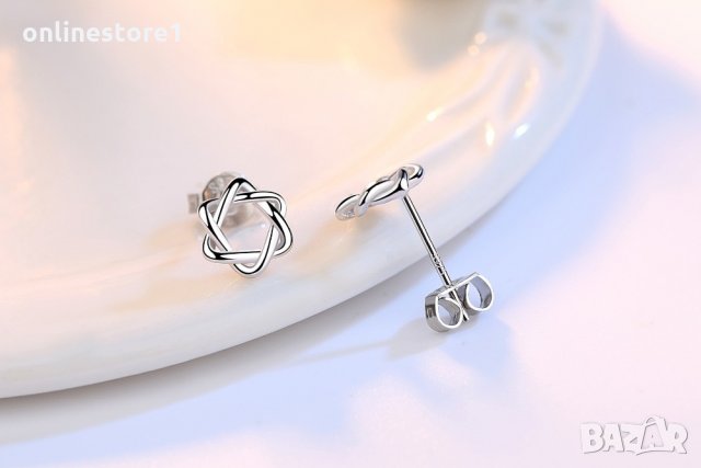 Сребърни Обеци Супер звезда - 925 печат сребро BA238, снимка 6 - Обеци - 28148042