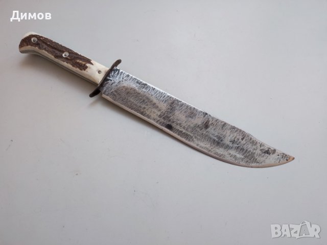 Огромен кован нож мачете сатър рог, снимка 4 - Ножове - 39349938