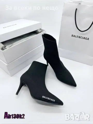 Balenciaga Луксозни Дамски Черни Боти Тип Чорап На Ток И Остри Връхчета Код SEM-709