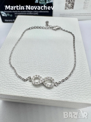 Сребърна гривна с мойсанит (Диамант) , снимка 6 - Гривни - 51784160