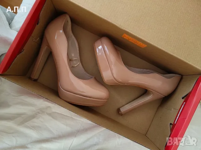 Бежови обувки на ток , снимка 3 - Дамски обувки на ток - 48325708