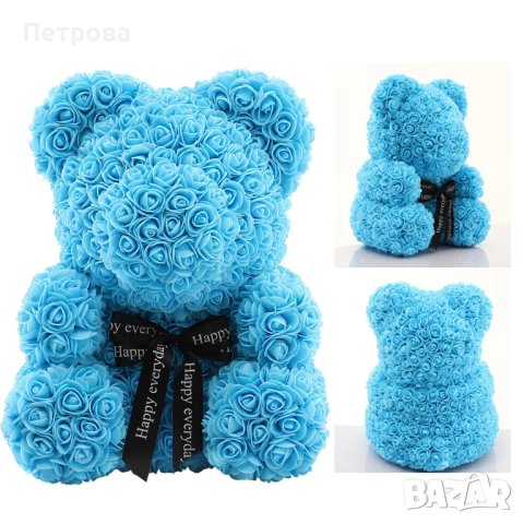 Мече от рози/синьо мече от рози/мече от рози в луксозна кутия с панделка , снимка 7 - Декорация за дома - 44341418