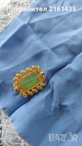Ретро брошка. Безупречна. Стъклен камък Котешко око., снимка 2 - Антикварни и старинни предмети - 54083867