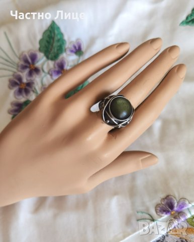 Старинен Царски Регулируем Пръстен със Зелен Камък., снимка 6 - Пръстени - 38461621