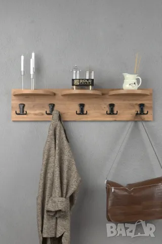 Дървена закачалка за стена - 5 цвята / Стенна закачалка