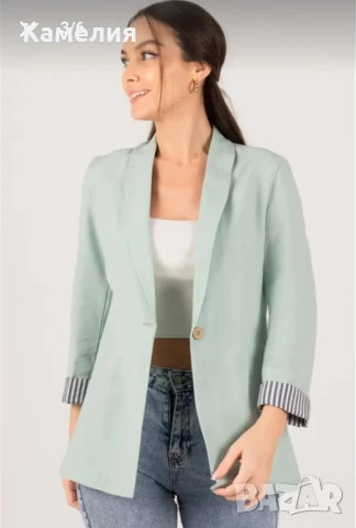 Дамско сако в цвят мента, снимка 5 - Сака - 50761096