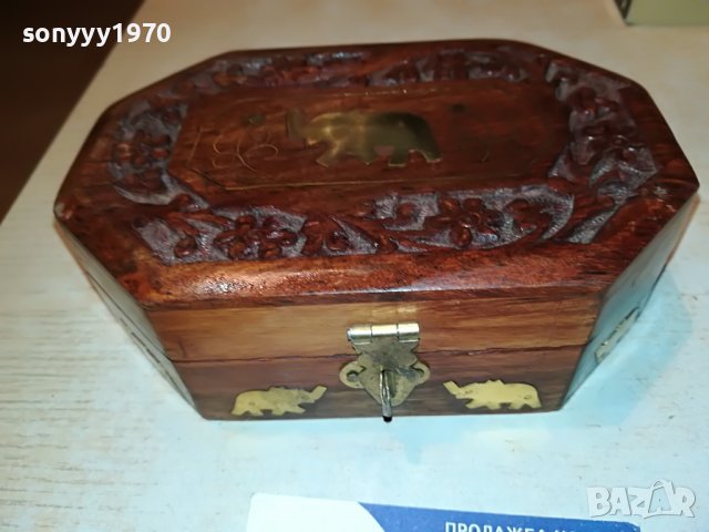 КУТИЯ ОТ ЕКЗОТИНО ДЪРВО С ЗЛАТНИ СЛОНЧЕТА 0403231849, снимка 8 - Антикварни и старинни предмети - 39885381