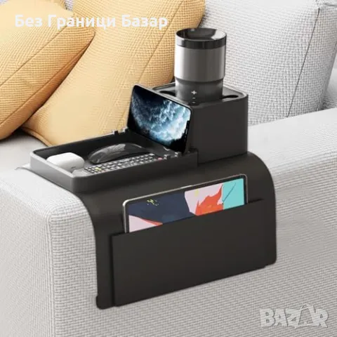 Нов Силиконов поднос за диван с джобове и държач за чаши Организатор, снимка 2 - Други стоки за дома - 47620904