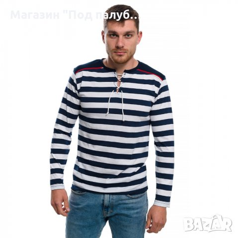 Нова мъжка моряшка блуза с дълъг ръкав с връзки, снимка 9 - Блузи - 27778277