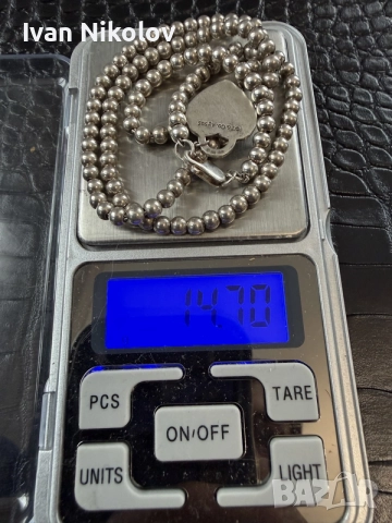Сребърно Колие Tiffany &Co  оригинал!, снимка 5 - Колиета, медальони, синджири - 56181620