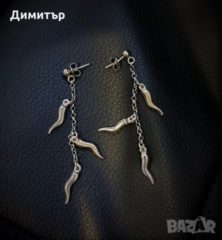 Сребърни висящи обеци с печат 925, снимка 2 - Обеци - 34523988