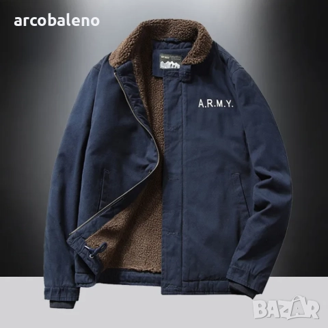 Мъжко зимно яке с удебелена вълнена подплата и качулка, 6цвята , снимка 4 - Якета - 52160331