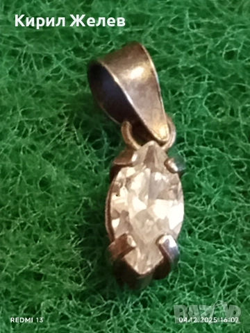 Сребърна висулка с инкрустиран цирконий ръчна изработка 25325, снимка 4 - Колиета, медальони, синджири - 52652098