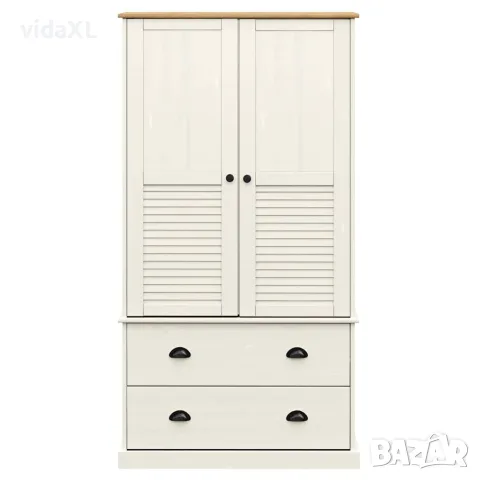 vidaXL Гардероб VIGO, бял, 90x55x170 см, бор масив, снимка 4 - Гардероби - 56147341