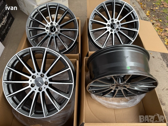 4 бр. чисто нови алуминиеви джанти спорт пакет Mercedes 20'' 5x112 , централен отвор 66.5, снимка 7 - Гуми и джанти - 53039945
