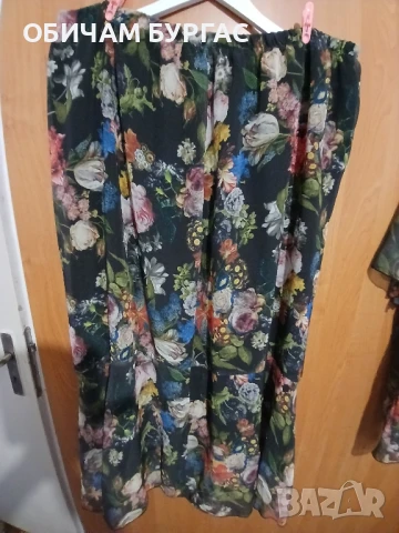 НОВ КОСТЮМ 3-4xl ОТ ФИН ШИФОН С ПРЕКРАСНА ФЛОРАЛНА РАЗЦВЕТКА БГ производител с еластична подплата, снимка 2 - Костюми - 50997621