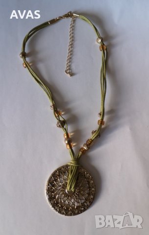 Нов бохо гердан златно зелено кафяво, снимка 3 - Колиета, медальони, синджири - 31320427