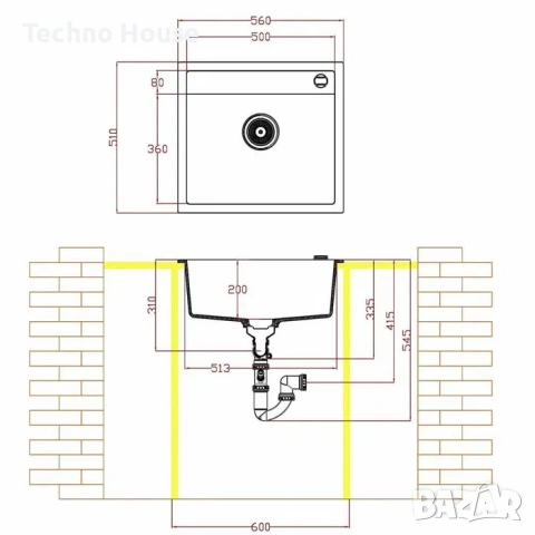 Гранитна кухненска мивка Einbauspule Granit Waltz 56Fe 65029, снимка 3 - Мивки - 53136484