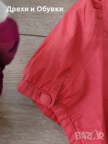 Лятна блуза корал с дантела памучна материя , снимка 4 - Тениски - 54154000