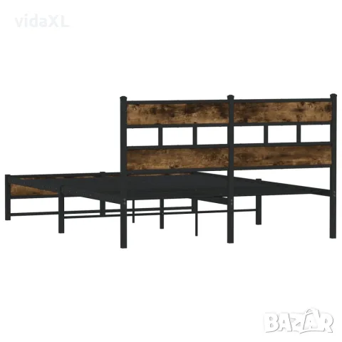 vidaXL Метална рамка за легло, без матрак, опушен дъб, 140x200 см, снимка 6 - Спални и легла - 56147468