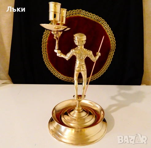 Бронзов свещник,скулптура Landsknecht leuchter,1.7 кг. , снимка 5 - Антикварни и старинни предмети - 54101894