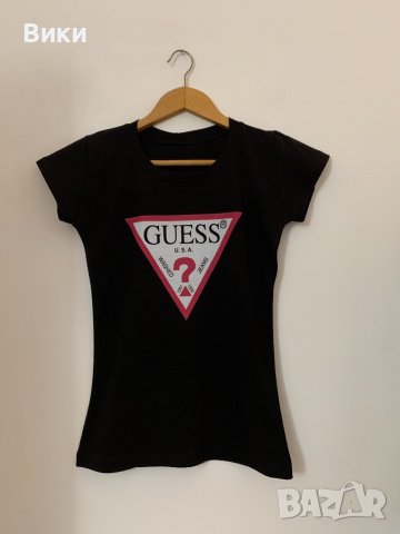 Черна тениска Guess, снимка 3 - Тениски - 39093766
