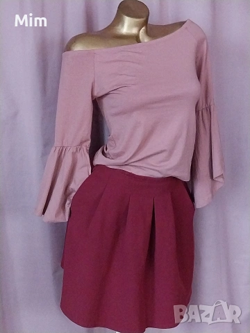 М/XL Червена разкроена пола и черен потник , снимка 8 - Поли - 53895492