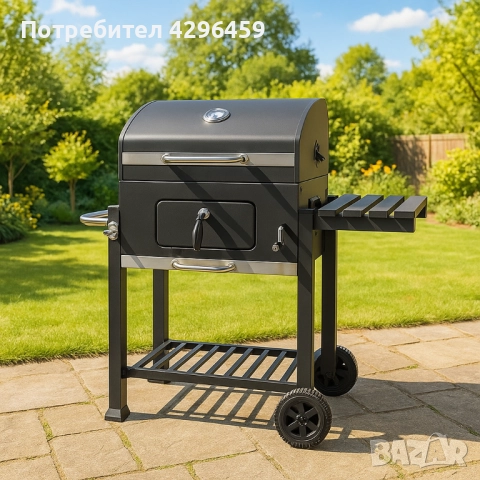 Барбекю на дървени въглища с чугунена плоча 113x45.5x100 см