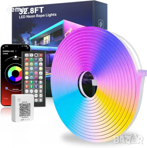 Гъвкав RGB LED неон Mexllex, 10 м, с приложение и дистанционно