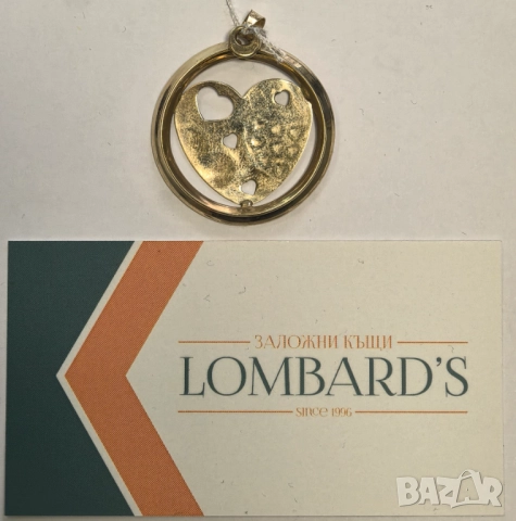 Златна висулка от бяло и жълто злато. 4.30гр., снимка 2 - Колиета, медальони, синджири - 52442877