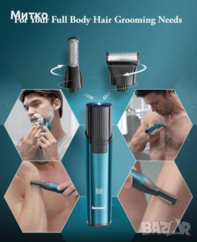 Електрическа самобръсначка Kensen, с въртящи се ножчета, черна, за мъже, снимка 6 - Електрически самобръсначки - 53071602