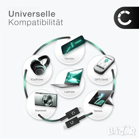 CELLONIC 1x USB C Type C кабел за данни, съвместим с Huawei P30 Lite, Pro 3.1, 1 м, найлон, сив/чер, снимка 2 - USB кабели - 55890145