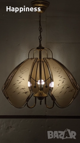 Абажур (Полилей) с 5 стъкла и 3 LED крушки E14 / 5W , снимка 2 - Лампи за таван - 46571841