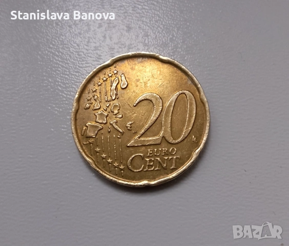Италиански 20 евро цента от 2002г., снимка 3 - Нумизматика и бонистика - 53367811