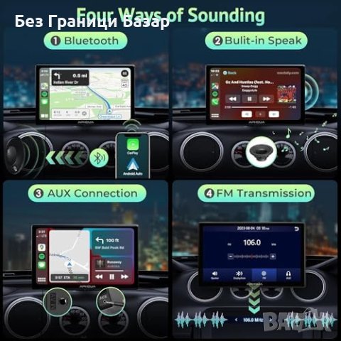 Нов 9-инчов Безжичен CarPlay/Android Auto + 2.5K Dash Cam за кола автомобил, снимка 4 - Друга електроника - 44394583