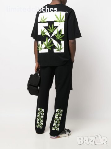 OFF-WHITE c/o VIRGIL ABLOH Black Weed Arrows Logo Мъжка Тениска size L и XL
