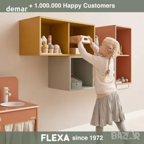 Flexa DOTS стенна книжна полица с 2 отделения за детска стая, снимка 5 - Мебели за детската стая - 55871336