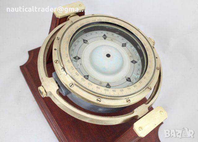 113 Магнитен корабен компас от месинг произведен 1960 г, снимка 3 - Антикварни и старинни предмети - 32002659
