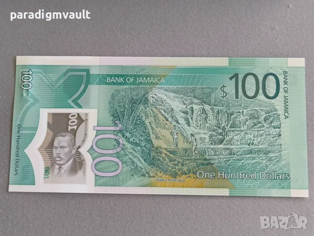 Банкнотa - Ямайка - 100 долара UNC (юбилейна) | 2022г., снимка 2 - Нумизматика и бонистика - 55959249