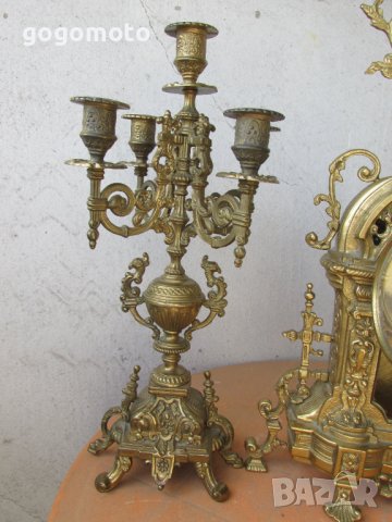 Рядък Каминен Часовник Бронз, Франция,Стар, старинен, арт, античен, винтидж масивен бароков каминен , снимка 7 - Антикварни и старинни предмети - 37346252