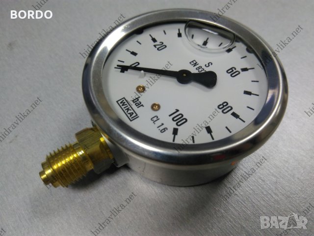 Манометър с глицерин WIKA - Ф63/0-100 bar (радиален), снимка 2 - Резервни части за машини - 30739076