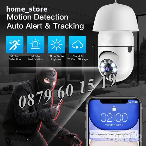 Куполна камера тип крушка 2MP Full HD 360°, камера крушка, снимка 6 - IP камери - 42097670