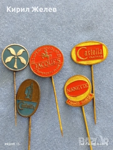 Пет значки стари редки CASTELLA, JACQUES NANETTE за КОЛЕКЦИЯ ДЕКОРАЦИЯ 18685