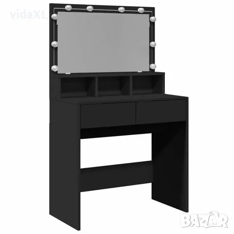 vidaXL Тоалетка с LED, черна, 80x41x134,5 см