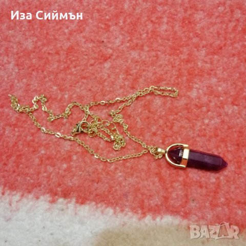 Висулки с емералд(смарагд) и аметист, верижка в златен цвят, снимка 5 - Други - 34907119