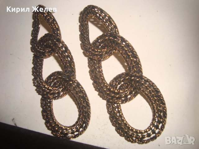 МАСИВНИ ТЕЖКИ БРОНЗОВИ РЕТРО СТИЛНИ ЗЛАТИСТИ МЕСИНГОВИ ОБЕЦИ 9342, снимка 5 - Обеци - 31260047