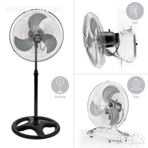 Вентилатор на стойка 18''Muhler FM-8138D 3в1, 70W, индустриален, на стойка, стена, под, снимка 6 - Вентилатори - 50457376